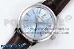 Grand Seiko Elegance GMT SS GSF 1:1 Best Edition Ice Blue Dial on Brown Leather Strap NH34 - Image 2