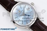 Grand Seiko Elegance GMT SS GSF 1:1 Best Edition Ice Blue Dial on Brown Leather Strap NH34 - Image 3
