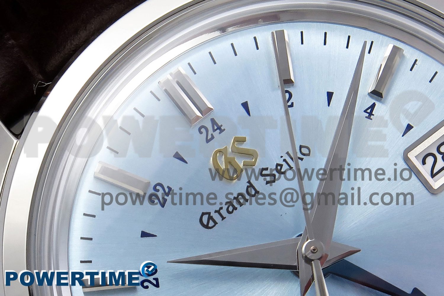 Grand Seiko Elegance GMT SS GSF 1:1 Best Edition Ice Blue Dial on Brown Leather Strap NH34 - Image 4