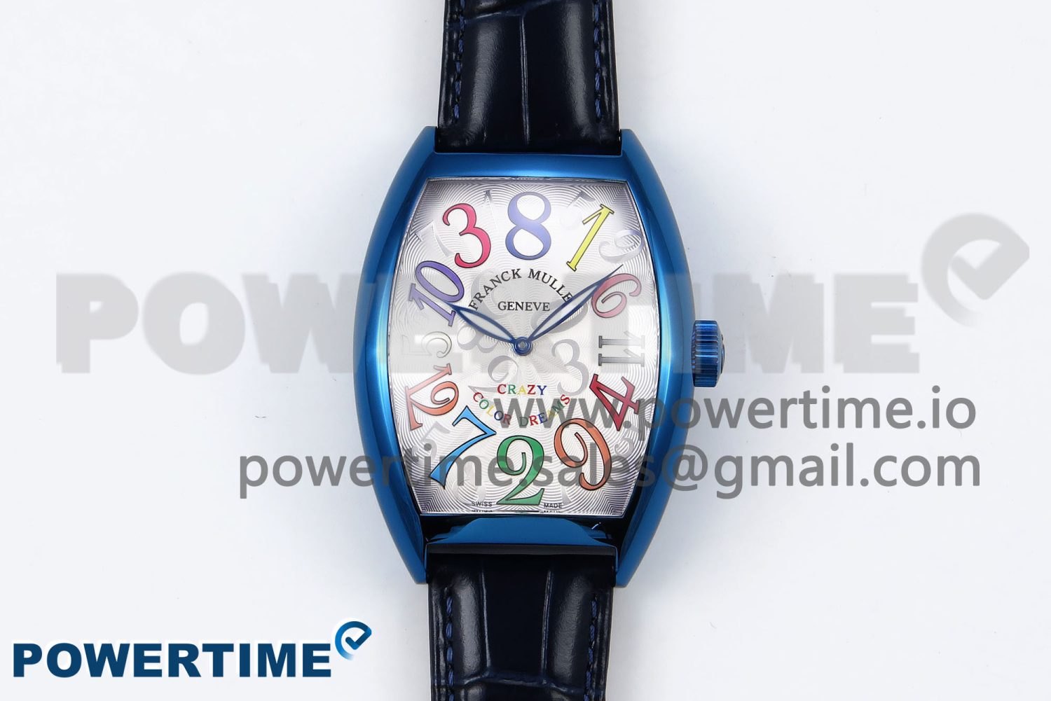Crazy Hours Blue PVD TWF Best Edition White Dial on Blue Leather Strap A23J - Image 1