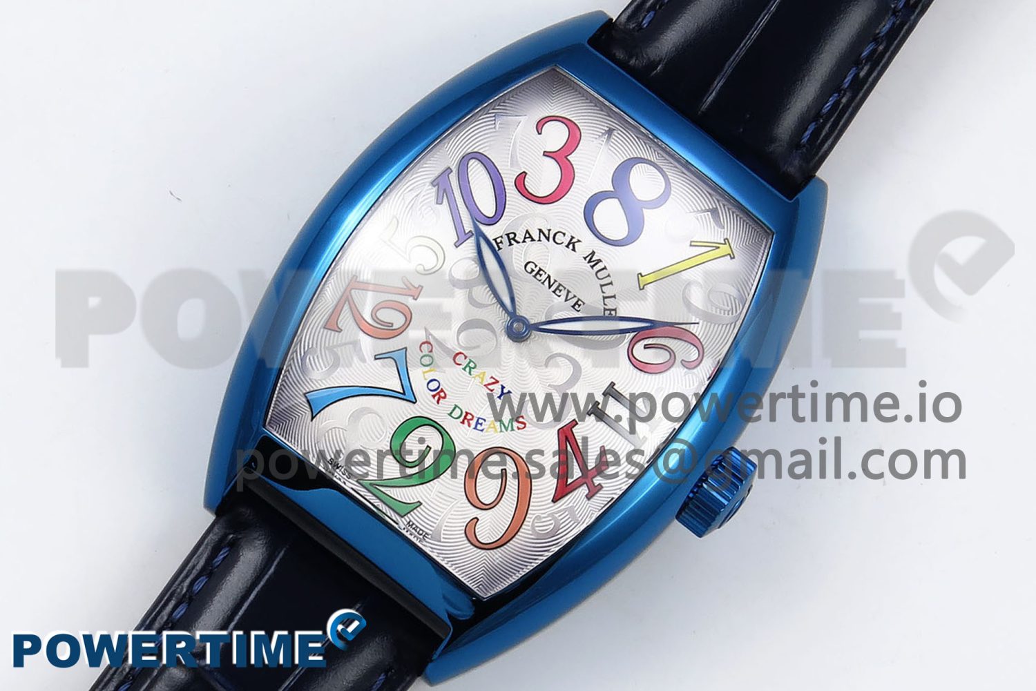 Crazy Hours Blue PVD TWF Best Edition White Dial on Blue Leather Strap A23J - Image 2