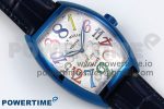 Crazy Hours Blue PVD TWF Best Edition White Dial on Blue Leather Strap A23J - Image 3