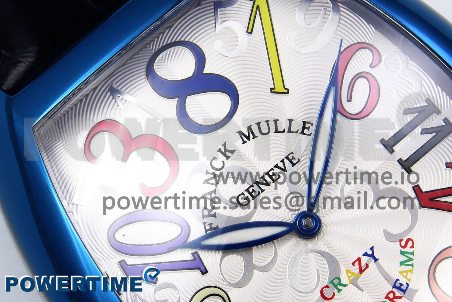 Crazy Hours Blue PVD TWF Best Edition White Dial on Blue Leather Strap A23J - Image 4