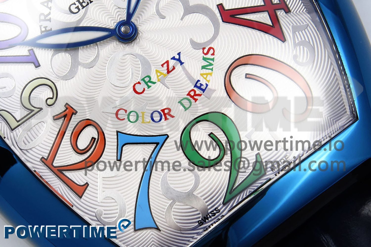 Crazy Hours Blue PVD TWF Best Edition White Dial on Blue Leather Strap A23J - Image 5