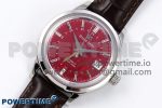 Grand Seiko Elegance GMT SS GSF 1:1 Best Edition Red Dial on Brown Leather Strap NH34 - Image 2
