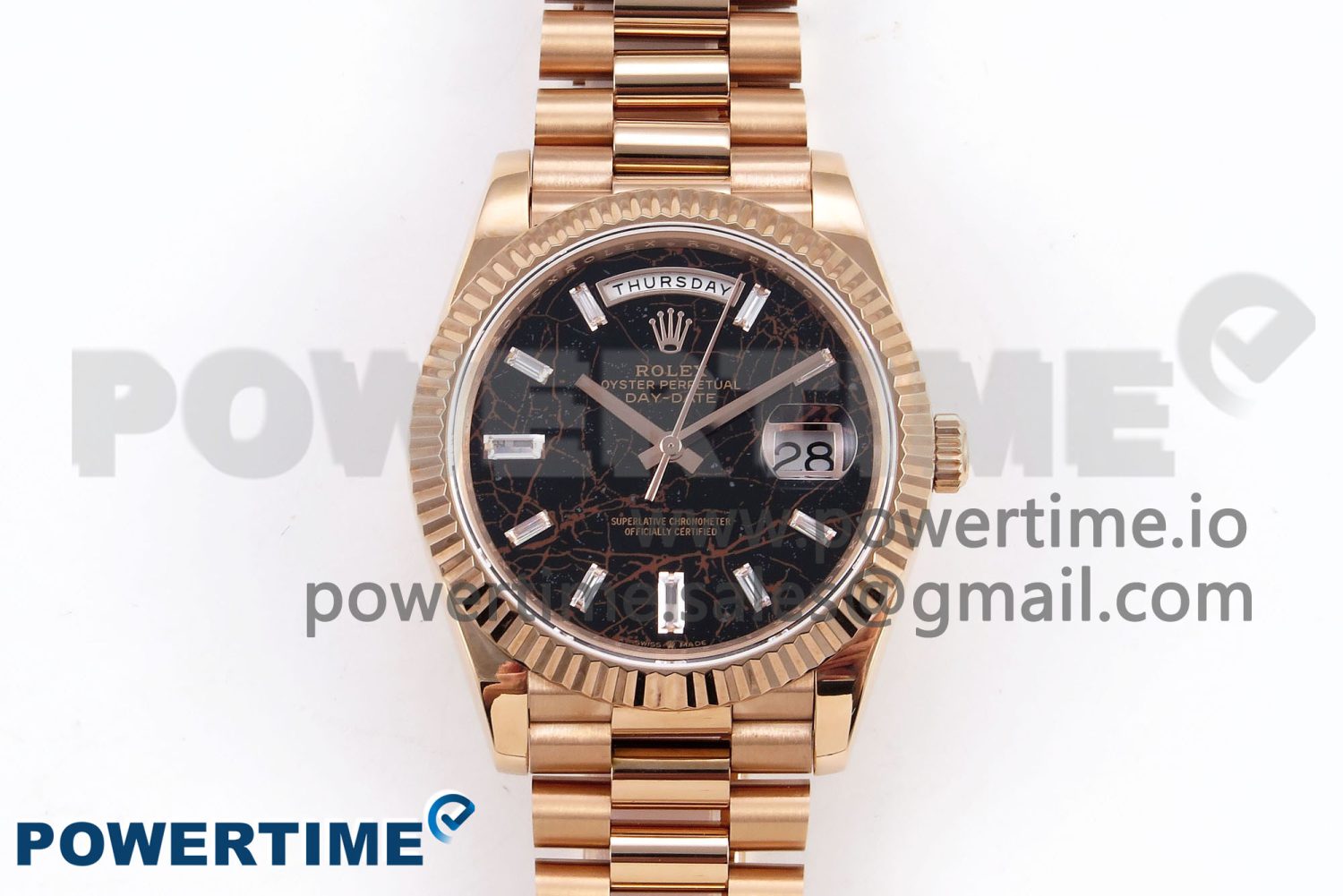 DayDate 40 RG QF Best Edition 904L Steel Slate Eisenkiesel Dial on President Bracelet VR3255 V4 (Gain Weight) - Image 1