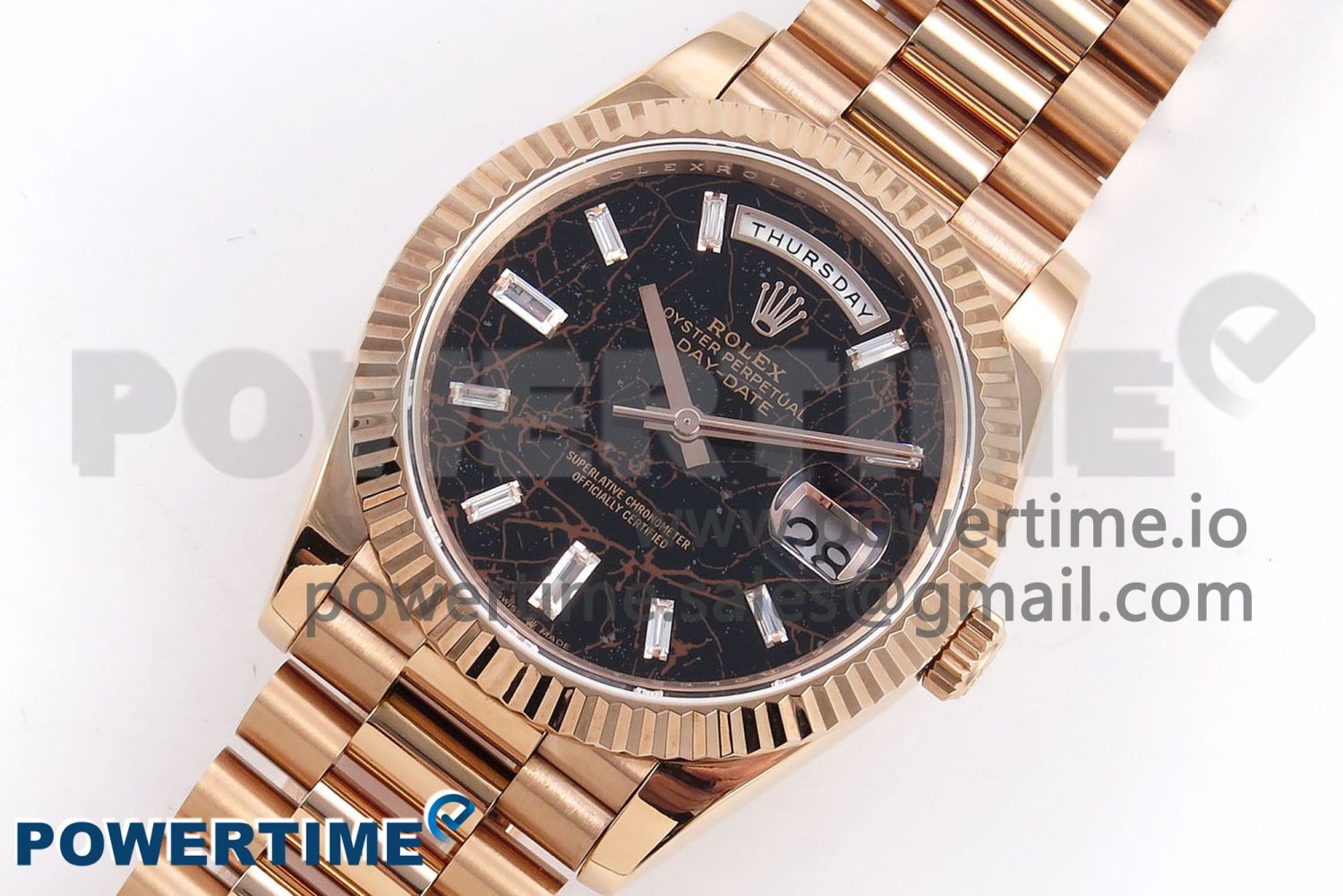 DayDate 40 RG QF Best Edition 904L Steel Slate Eisenkiesel Dial on President Bracelet VR3255 V4 (Gain Weight) - Image 2