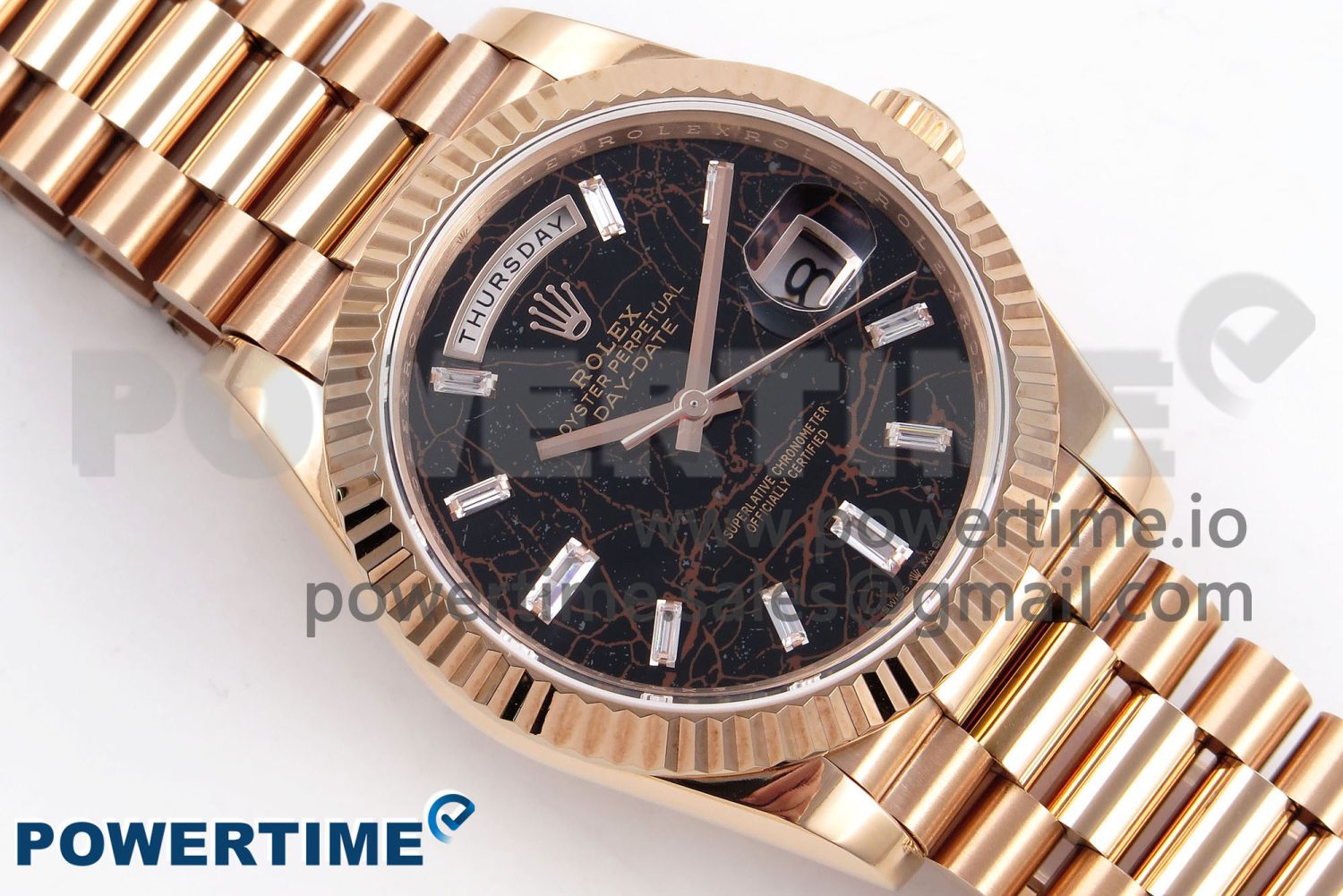 DayDate 40 RG QF Best Edition 904L Steel Slate Eisenkiesel Dial on President Bracelet VR3255 V4 (Gain Weight) - Image 3