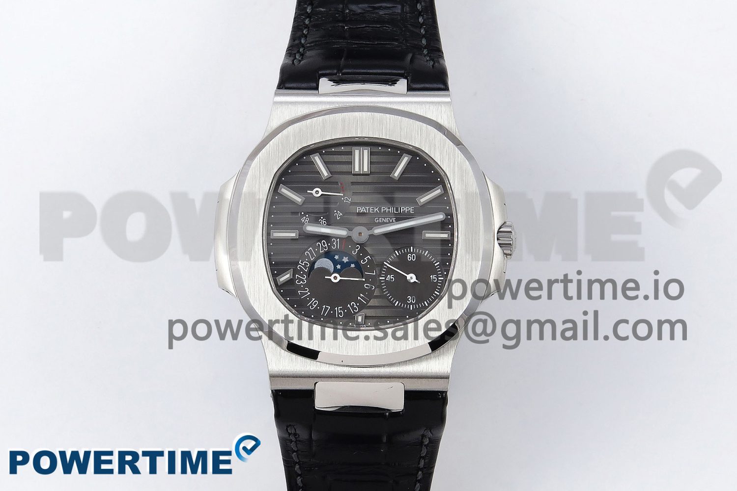 Nautilus 5712 SS PPF 1:1 Best Edition Gray Dial on Black Leather Strap A240 Super Clone V2 - Image 1