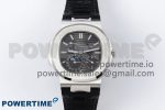 Nautilus 5712 SS PPF 1:1 Best Edition Gray Dial on Black Leather Strap A240 Super Clone V2