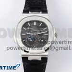 Nautilus 5712 SS PPF 1:1 Best Edition Gray Dial on Black Leather Strap A240 Super Clone V2