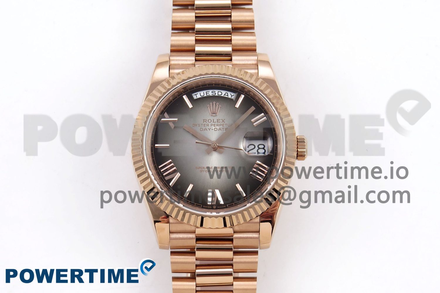 DayDate 40 RG QF Best Edition 904L Steel Slate Ombre Dial on President Bracelet VR3255 V4 (Gain Weight) - Image 1