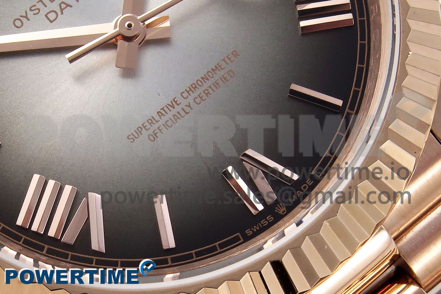 DayDate 40 RG QF Best Edition 904L Steel Slate Ombre Dial on President Bracelet VR3255 V4 (Gain Weight) - Image 5