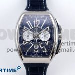 Vanguard Chrono SS ABF 1:1 Best Edition Blue Dial on Blue Leather Strap A7750