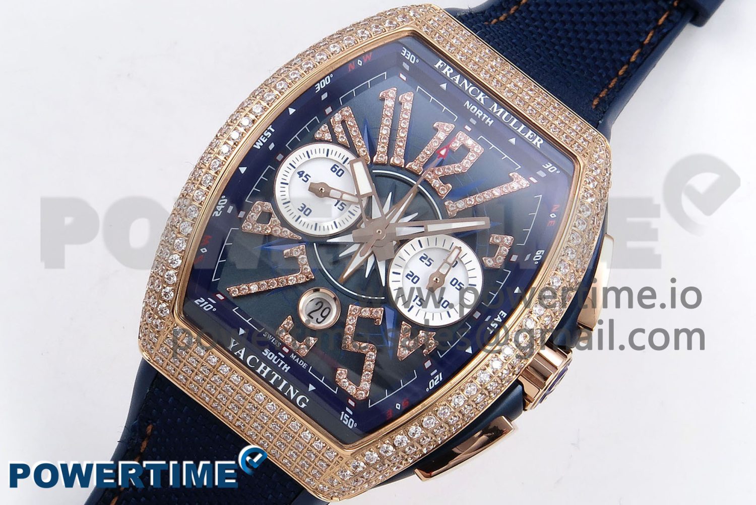 Vanguard Chrono RG Diamonds ABF 1:1 Best Edition Blue Dial on Blue Nylon Strap A7750 - Image 2