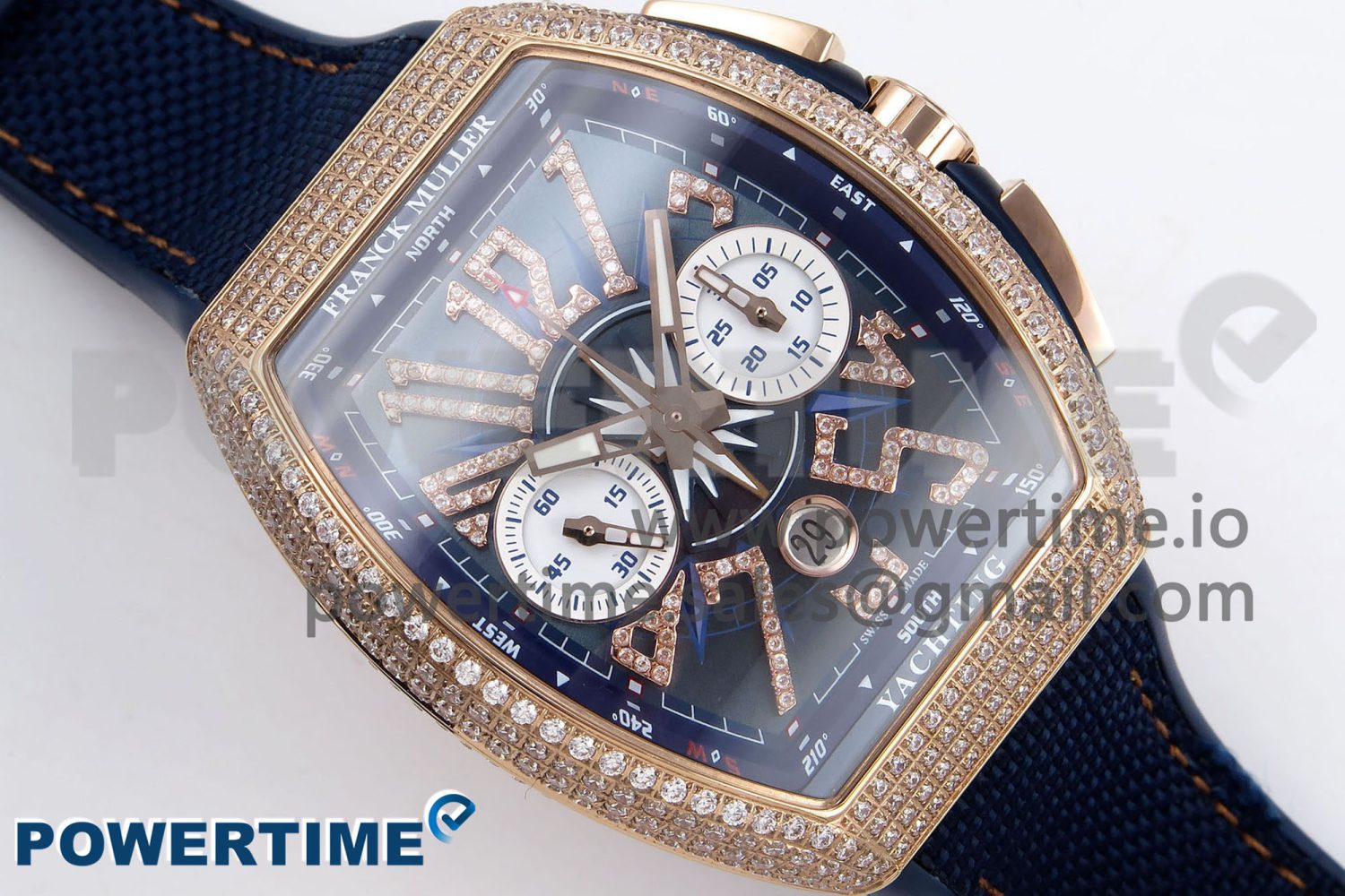 Vanguard Chrono RG Diamonds ABF 1:1 Best Edition Blue Dial on Blue Nylon Strap A7750 - Image 3