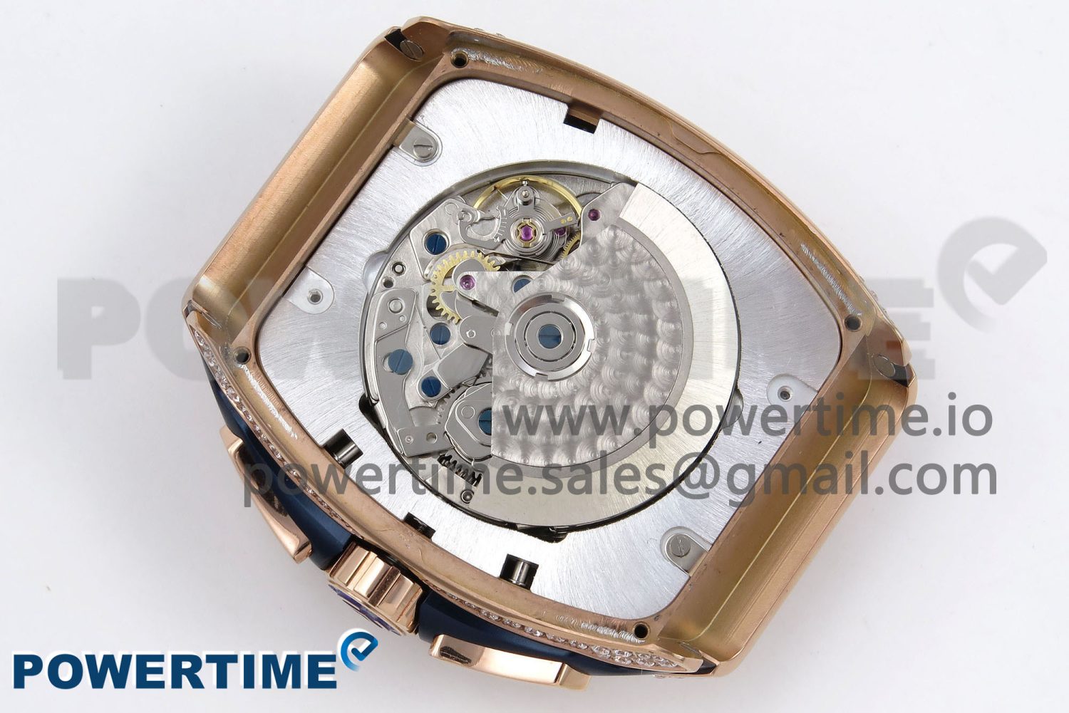 Vanguard Chrono RG ABF 1:1 Best Edition Blue Dial Full Diamonds on Blue Leather Strap A7750 - Image 10