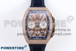 Vanguard Chrono RG ABF 1:1 Best Edition Blue Dial Full Diamonds on Blue Leather Strap A7750