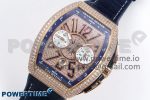 Vanguard Chrono RG ABF 1:1 Best Edition Blue Dial Full Diamonds on Blue Leather Strap A7750 - Image 2