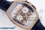 Vanguard Chrono RG ABF 1:1 Best Edition Blue Dial Full Diamonds on Blue Leather Strap A7750 - Image 3