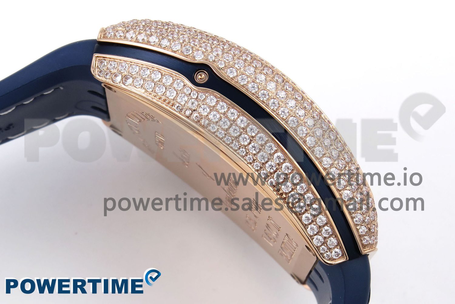 Vanguard Chrono RG ABF 1:1 Best Edition Blue Dial Full Diamonds on Blue Leather Strap A7750 - Image 7