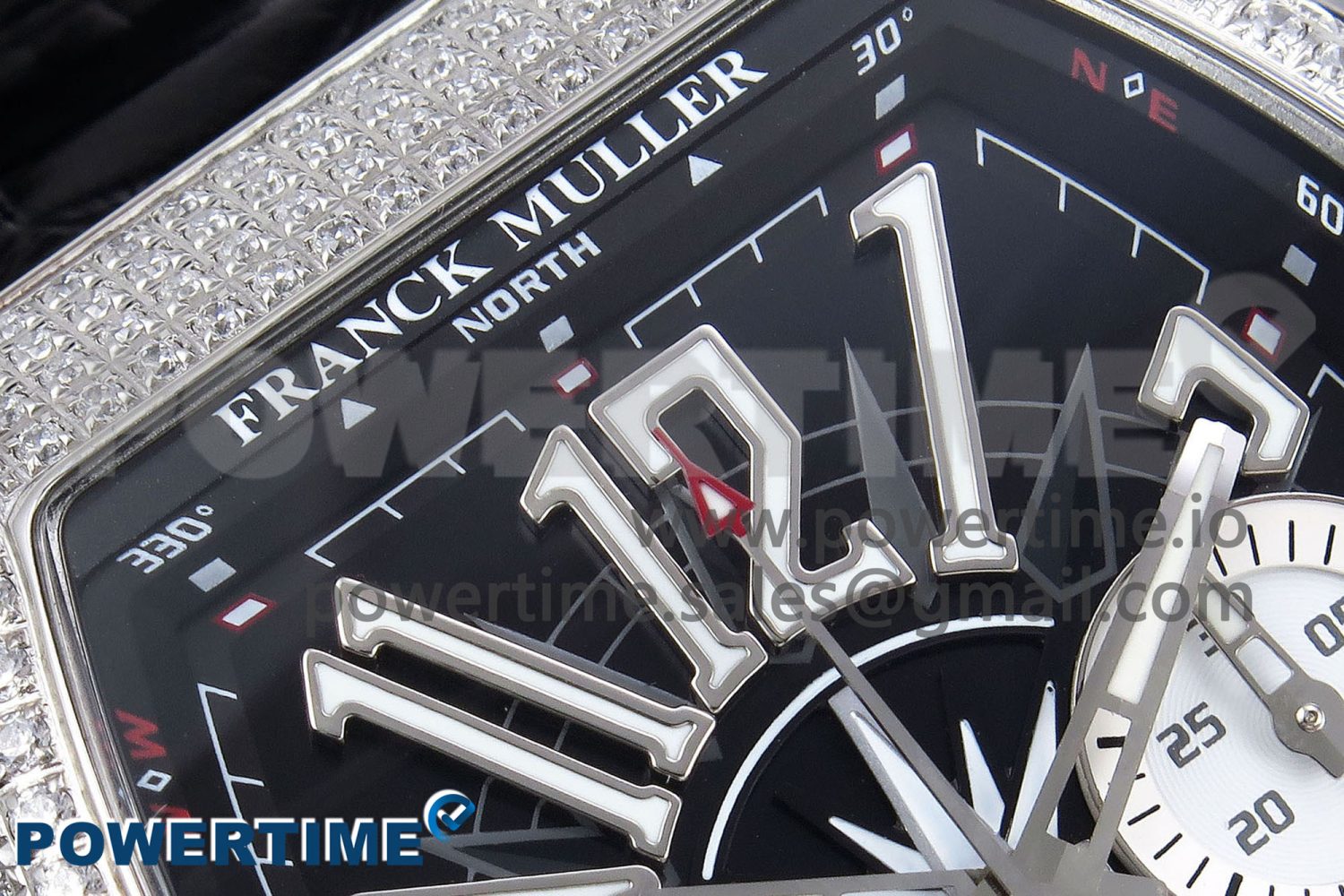 Vanguard Chrono SS Diamonds ABF 1:1 Best Edition Black Dial on Black Leather Strap A7750 - Image 4