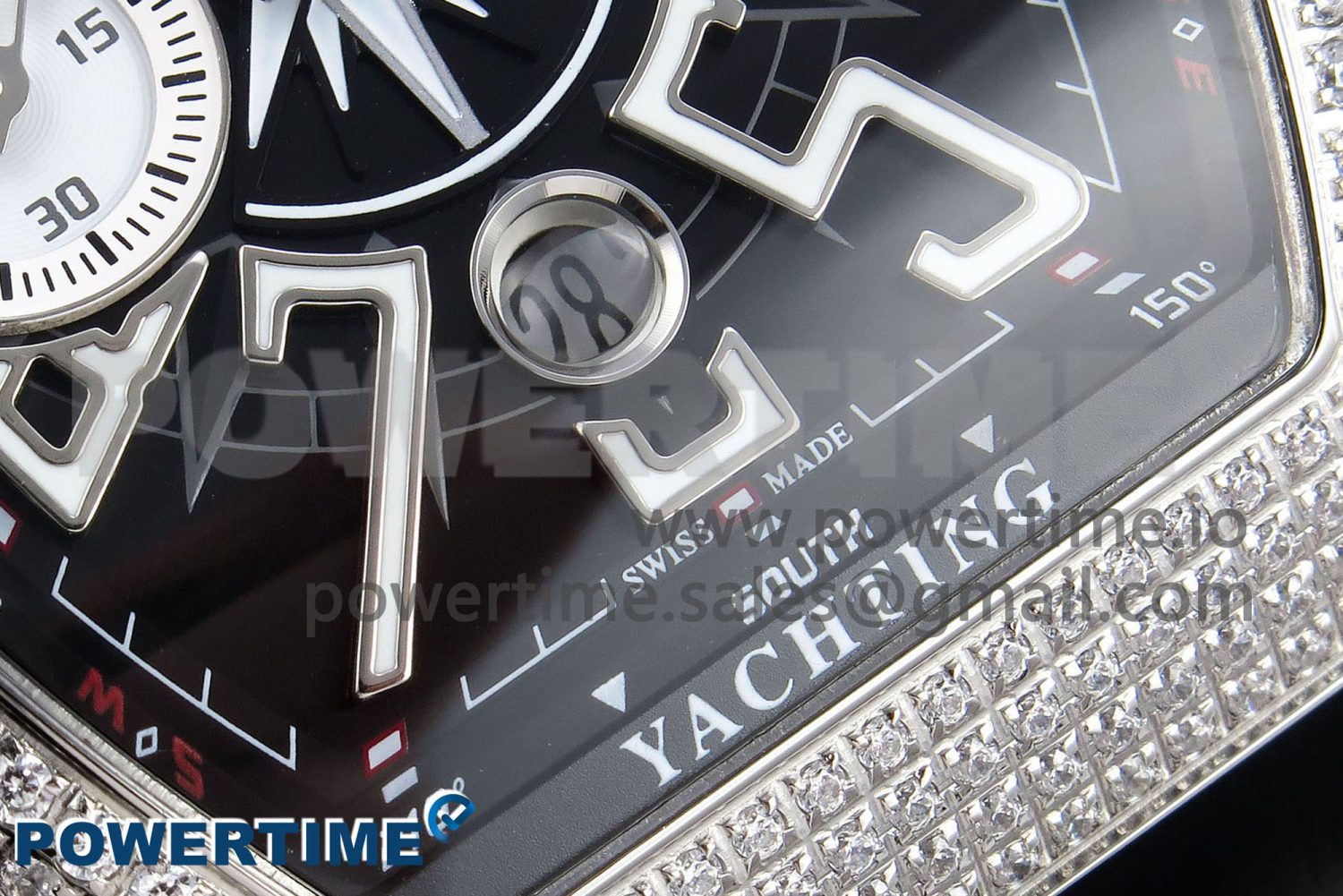 Vanguard Chrono SS Diamonds ABF 1:1 Best Edition Black Dial on Black Leather Strap A7750 - Image 5
