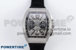 Vanguard Chrono SS ABF 1:1 Best Edition Black Dial Full Diamonds on Black Leather Strap A7750