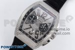 Vanguard Chrono SS ABF 1:1 Best Edition Black Dial Full Diamonds on Black Leather Strap A7750 - Image 2