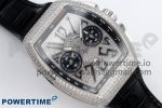 Vanguard Chrono SS ABF 1:1 Best Edition Black Dial Full Diamonds on Black Leather Strap A7750 - Image 3