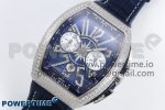 Vanguard Chrono SS Diamonds ABF 1:1 Best Edition Blue Textured Dial on Blue Leather Strap A7750 - Image 2
