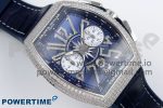 Vanguard Chrono SS Diamonds ABF 1:1 Best Edition Blue Textured Dial on Blue Leather Strap A7750 - Image 3