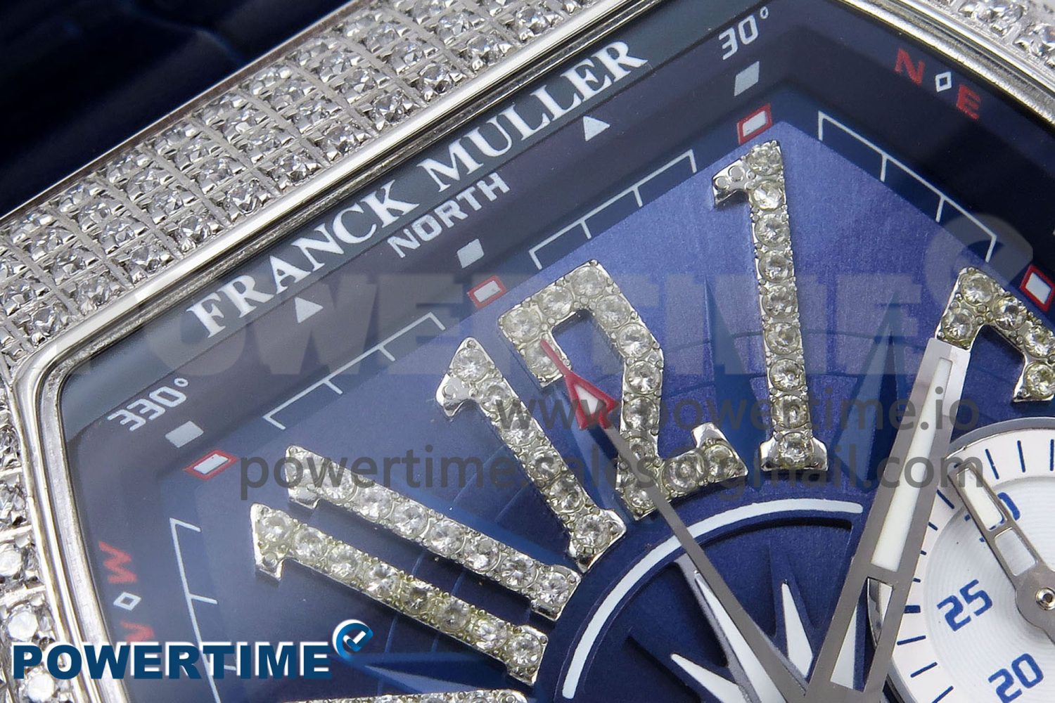 Vanguard Chrono SS Diamonds ABF 1:1 Best Edition Blue Textured Dial on Blue Leather Strap A7750 - Image 4