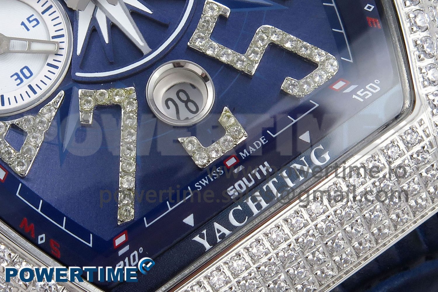 Vanguard Chrono SS Diamonds ABF 1:1 Best Edition Blue Textured Dial on Blue Leather Strap A7750 - Image 5