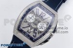 Vanguard Chrono SS ABF 1:1 Best Edition Blue Dial Full Diamonds on Blue Nylon Strap A7750 - Image 2