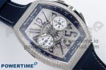 Vanguard Chrono SS ABF 1:1 Best Edition Blue Dial Full Diamonds on Blue Nylon Strap A7750 - Image 3
