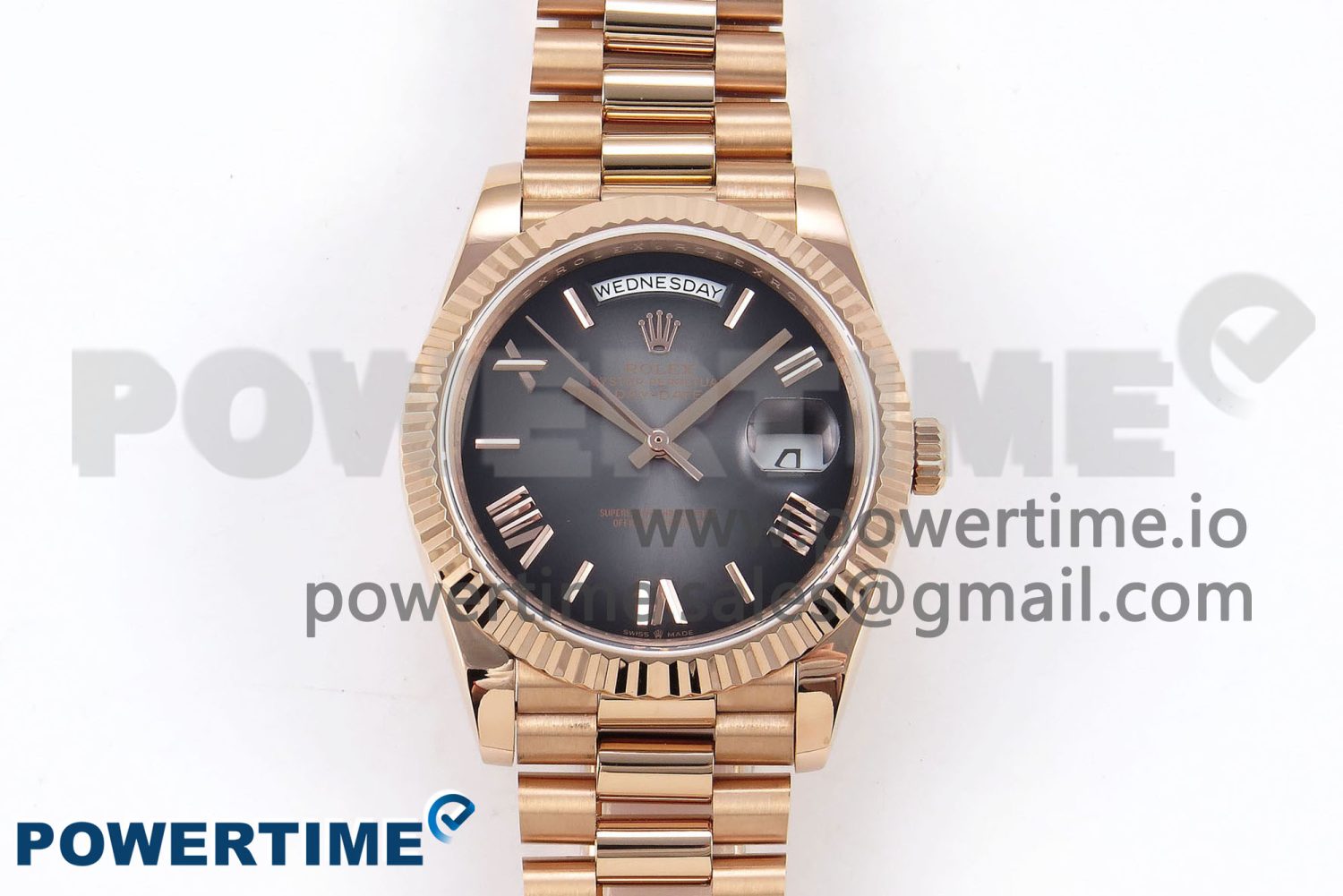 DayDate 40 RG QF 1:1 Best Edition Gray Dial on President Bracelet A2824 (Gain Weight) - Image 1