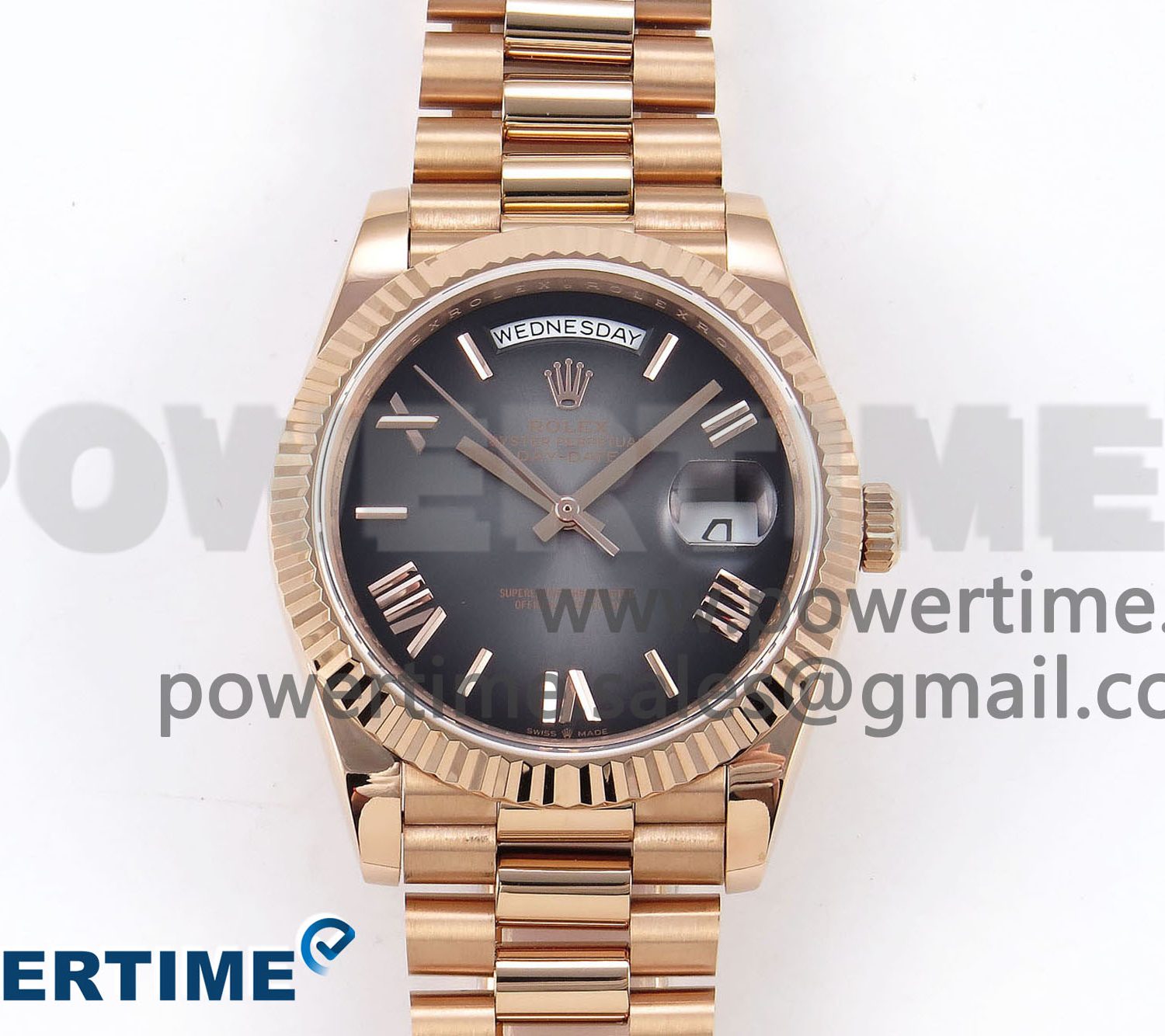 DayDate 40 RG QF 1:1 Best Edition Gray Dial on President Bracelet A2824 (Gain Weight)