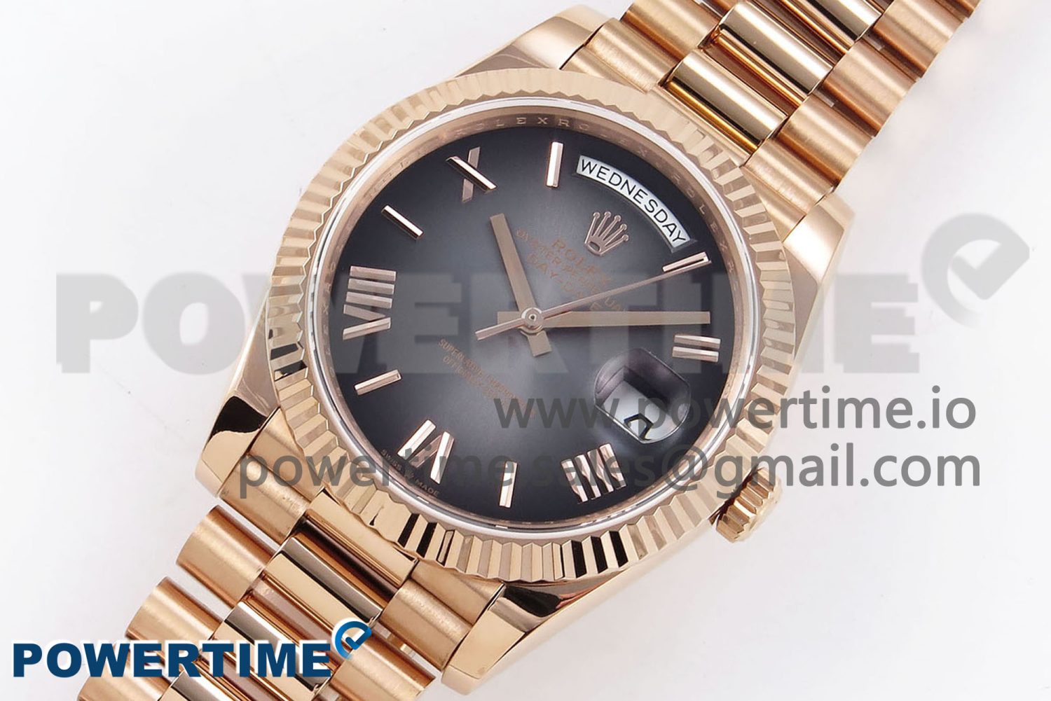 DayDate 40 RG QF 1:1 Best Edition Gray Dial on President Bracelet A2824 (Gain Weight) - Image 2