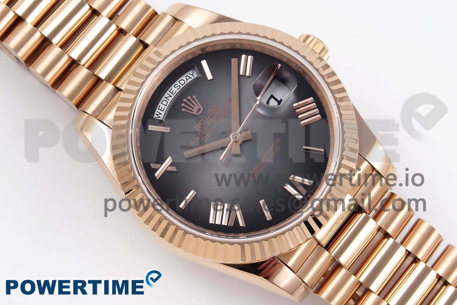 DayDate 40 RG QF 1:1 Best Edition Gray Dial on President Bracelet A2824 (Gain Weight) - Image 3