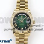 DayDate 40mm YG QF 1:1 Best Edition Green Roman Dial on President Bracelet A2824 (Gain Weight)