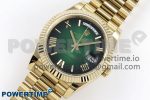 DayDate 40mm YG QF 1:1 Best Edition Green Roman Dial on President Bracelet A2824 (Gain Weight) - Image 2