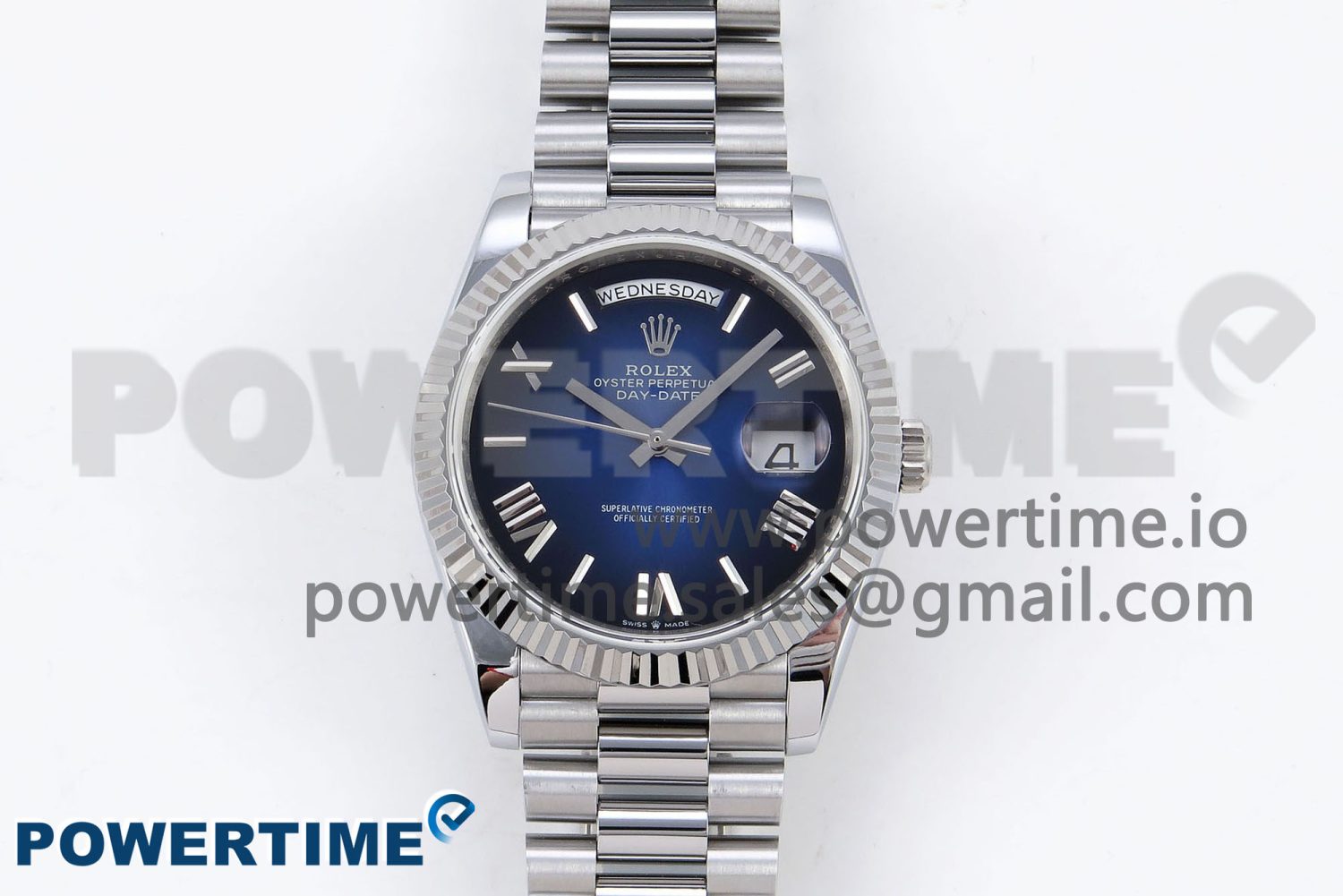 DayDate 40mm SS QF 1:1 Best Edition Blue Roman Dial on President Bracelet A2824 (Gain Weight) - Image 1