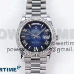DayDate 40mm SS QF 1:1 Best Edition Blue Roman Dial on President Bracelet A2824 (Gain Weight)