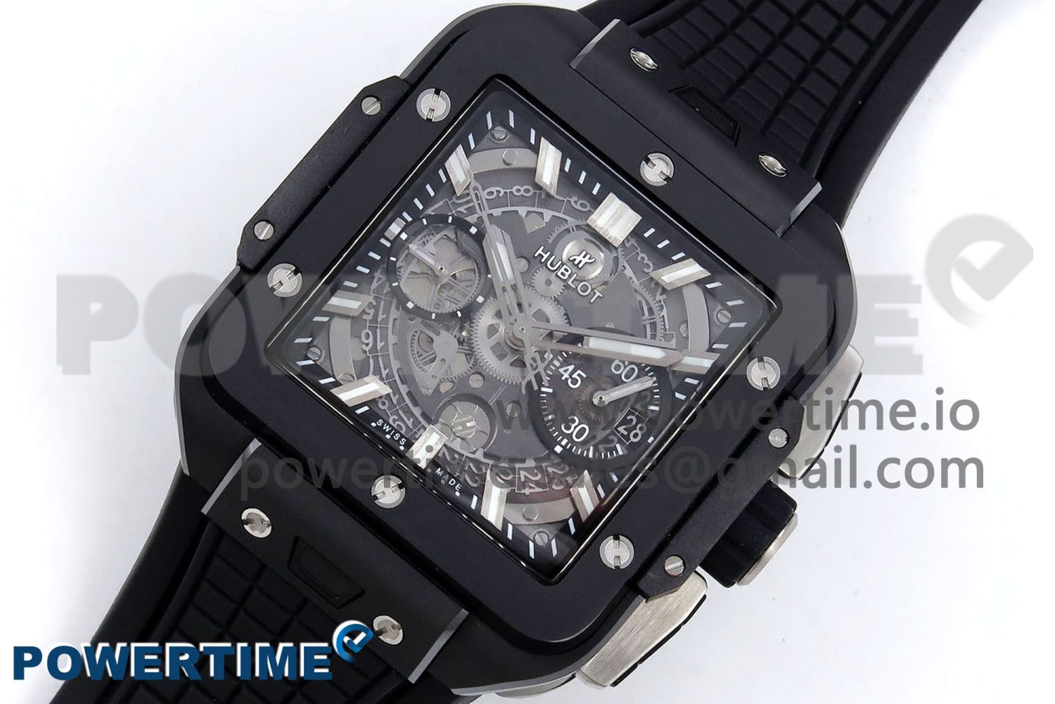 Square Bang Unico Black Ceramic BBF 1:1 Best Edition on Rubber Strap A1280 - Image 2
