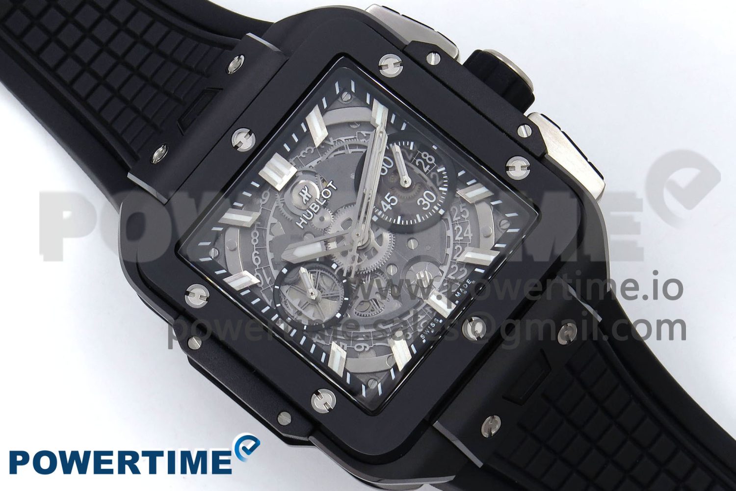 Square Bang Unico Black Ceramic BBF 1:1 Best Edition on Rubber Strap A1280 - Image 3