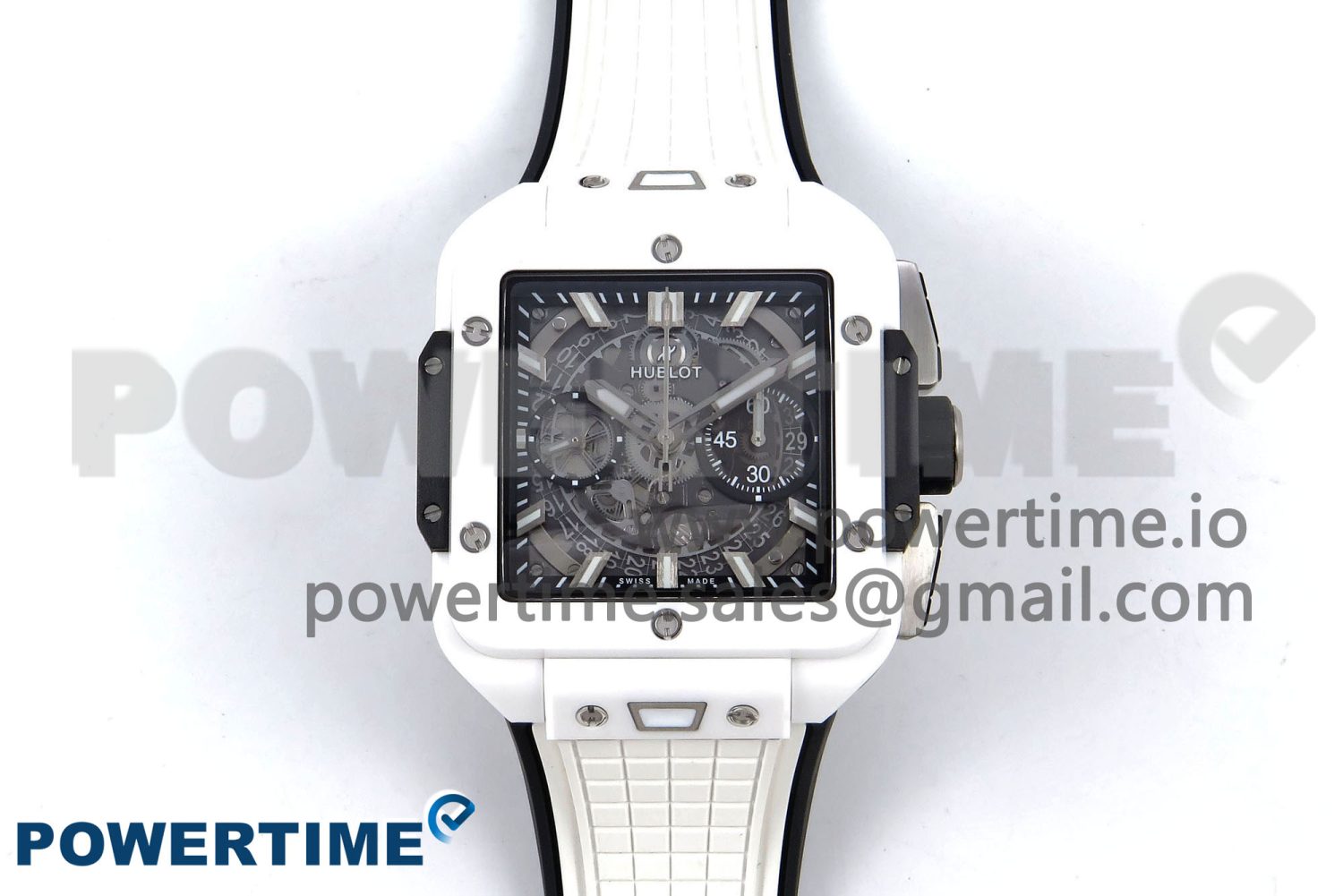 Square Bang Unico White Ceramic BBF 1:1 Best Edition on Rubber Strap A1280 - Image 1