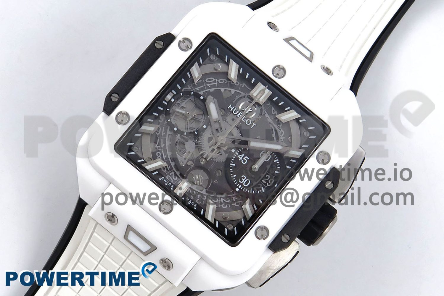 Square Bang Unico White Ceramic BBF 1:1 Best Edition on Rubber Strap A1280 - Image 2