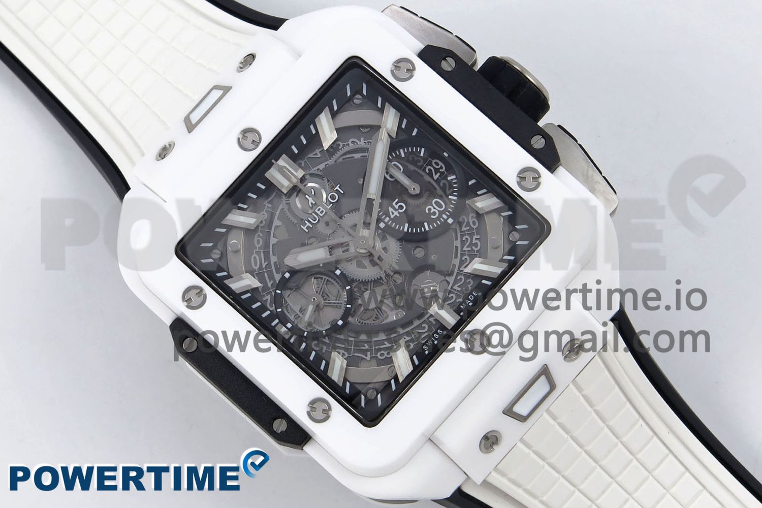 Square Bang Unico White Ceramic BBF 1:1 Best Edition on Rubber Strap A1280 - Image 3