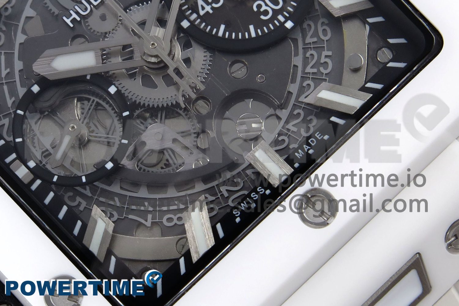 Square Bang Unico White Ceramic BBF 1:1 Best Edition on Rubber Strap A1280 - Image 5